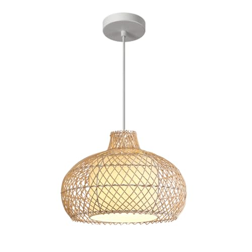 Abat-jour en rotin suspension bois naturel luminaire bohème chambre