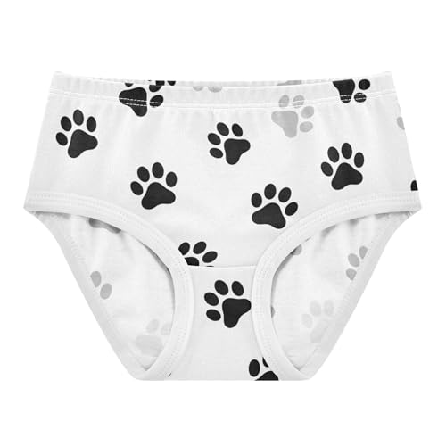 Black Gray Dog Paw White Panties for Girl Girls Underwear Toddler Cotton Animal Undies Kids Briefs 2t