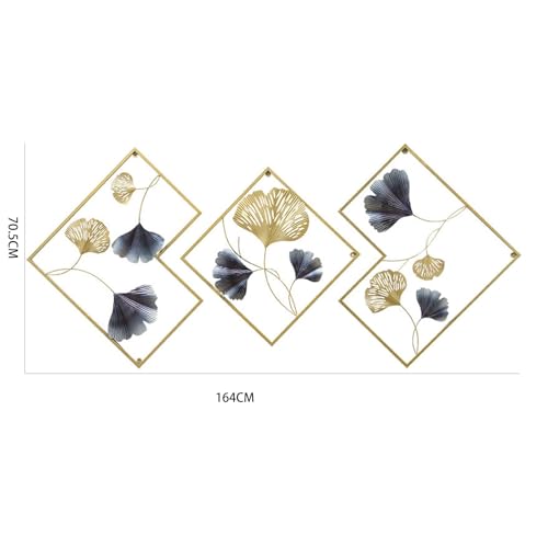 Metall Ginkgo Wandkunst 3 Stück Dekorative Wanddekoration für Wohnzimmer Schlafzimmer Elegante Wohndeko