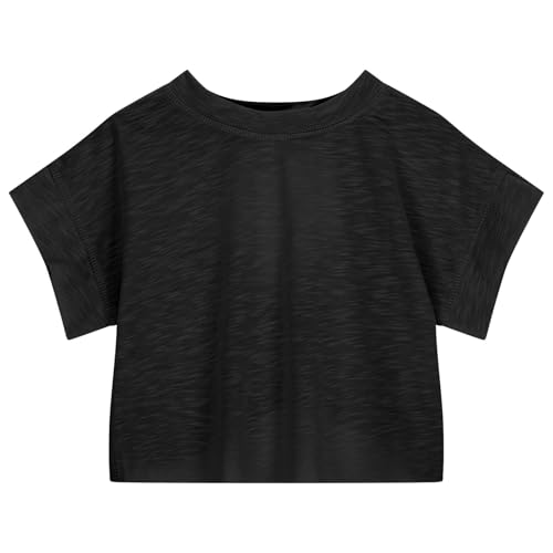 Girls Shirt 2025 Short Sleeve Cotton Hollow Out Solid Color Tee Shirts Crisscross Back Casual Trendy Comfy Outfits3