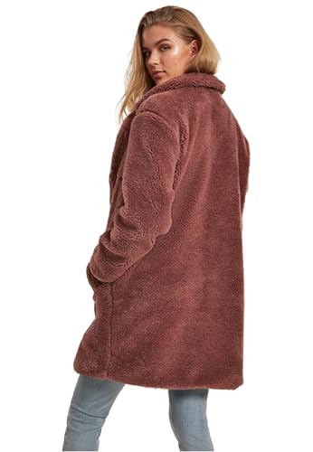 Urban Classics Damen Ladies Oversized Sherpa Coat Mantel, Rosa (Darkrose 01472), Medium (Herstellergröße: M)