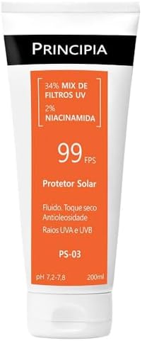  Protetor Solar Corporal Principia 34% Mix de Filtros UV + 2% Niacinamida FPS 99 PS-03 com 200ml
