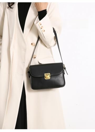 Shoulder Bag for Women Small Vegan Leather Purse Black Trendy Handbag Crossbody Bag with 2 Removable Straps4