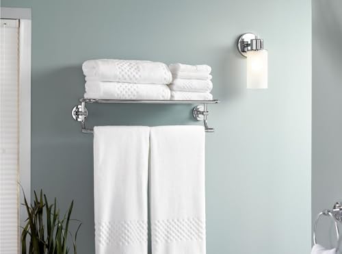 Image of Moen DN0761BN Iso 1-Light Dual-Mount Bath Bathroom Vanity Fixture with Frosted Glass, Brushed Nickel