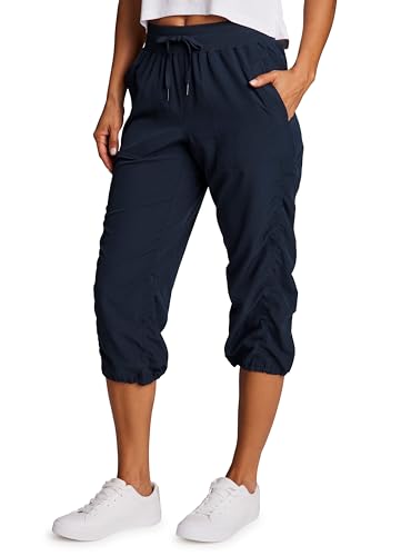 RBX Active Capri Pants for Women Joggers Stretch Lightweight Womens Casual Pant Deep Navy L