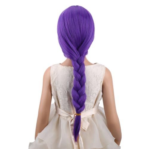 Image of Purple Braid Wig Women Purple Wig Costume Wig Halloween Wig Synthetic Wig with Wig Cap