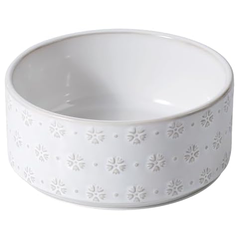 Havniva 8.2inch Ceramic Dog Bowl, Food and Water Bowl for Large Breed Dog, Pet Bowl for Replacement (Single Bowl, Arctic White) Cover