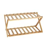 Zapatero Plegable de Bambú Natural – Estante Organizador de Zapatos, 2 y 3 Niveles, Ecológico y Resistente (2 Baldas)