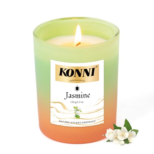 Kammak JASMINE SCENT Scented Candle For Home Women Jasmine Jar Candles Gifts Luxury Natural Soy Wax Decorative Candle 1 Pack Kammak Friend Aromatherapy Candle Long Lasting Scent cover