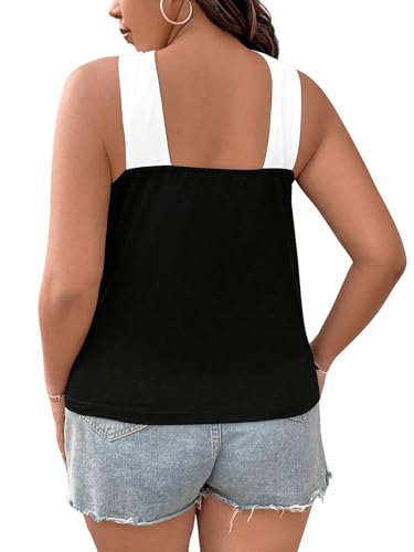Floerns Women's Plus Size Criss Cross Tank Colorblock Sleeveless Halter Tops2