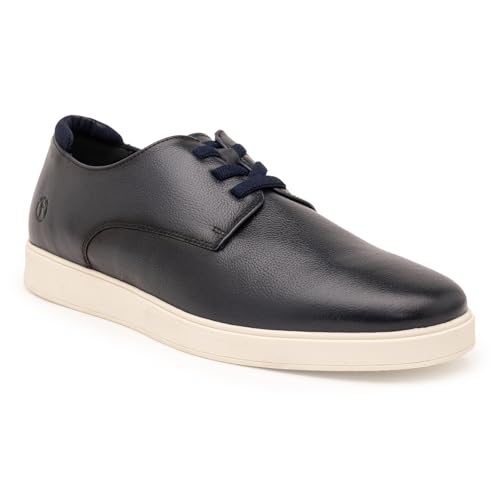 Image of Thomas Crick Luxurious Genuine Leather Sneakers with Dual-Tone Finish and Ortho Footbed