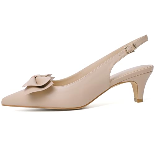 Image of Susanny Kitten Heels for Women Closed Pointed Toe Slingback Shoes