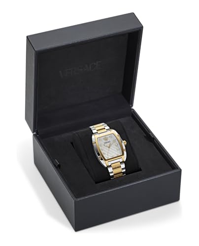 Versace Dominus Collection Luxury Womens Watch Timepieces with a Two Tone Bracelet and Case Featuring a Silver Dial4