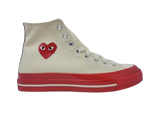 Converse Women's Chuck Taylor All Star Hi CDG Commes des Garcons Shoes, Pristine/Red/Egret, 6 M US