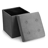 Sorbus Storage Ottoman Bench - Collapsible/Folding Bench Chest with Cover - Perfect Toy and Shoe Chest, Hope Chest, Pouffe Ottoman, Seat, Foot Rest, - Contemporary Faux Suede (Gray)