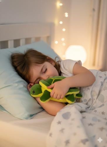 Image of TortoisePlush Sea Turtle Soft Toy, Dark Green and Yellow, 22 cm, Stuffed Animal for Kids, Modern Design, Tortoise Theme, Durable Quality (Dark Green)