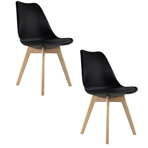 Mundo In Set de 2 Sillas Eames Acojinadas Negras, Muebles...