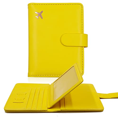 Image of Melsbrinna RFID Passport Holder for Travel Women /Men, Cute RFID Blocking Wallet with Card Slots, Travel Wallet /Passport Case (1, Yellow)