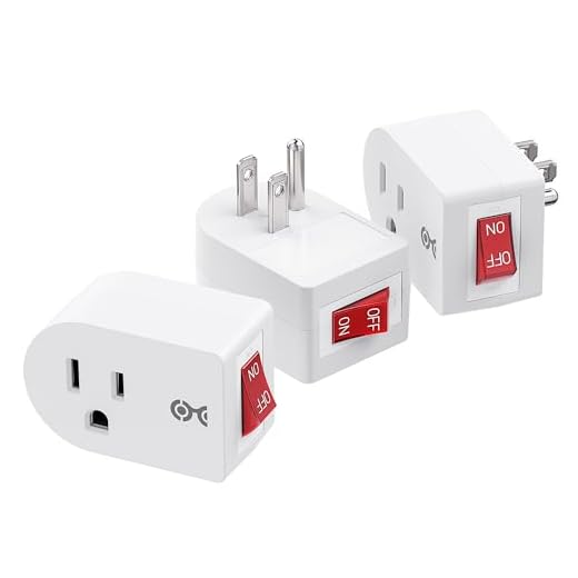 Cable Matters 3 Pack Grounded Outlet with ON Off Switch, Single Outlet Switch / Plug Switch in White