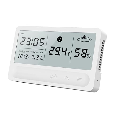 1pc Digital Thermometer Hygrometer Digital Humidity Meter Digital Temperature Meter Temperature and Humidity Meter Monitor Touch White