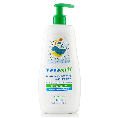 Mamaearth Deeply Nourishing Baby Body Wash | Tear Free Formula with Natural Cleansers | Hydrating Coconut & Jojoba Oil | Moisturizes Delicate Skin of Babies | 13.53 Fl Oz (400ml)