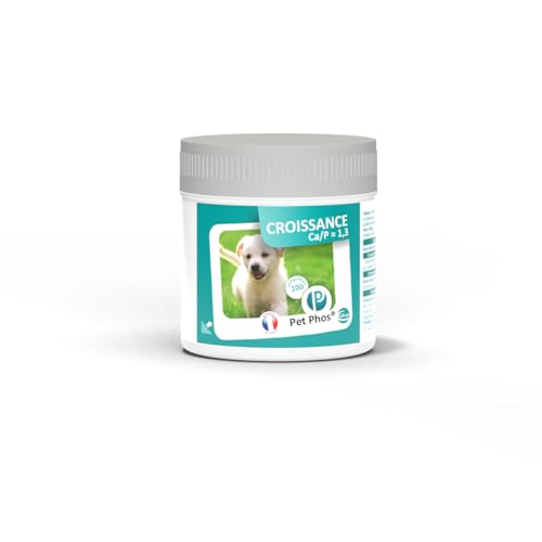 PET PHOS Croissance CA/P = 1,3 - pour Chiots en Croissance et Femelles gestantes ou allaitantes nourris avec Une Ration Industrielle. 100 comprimés