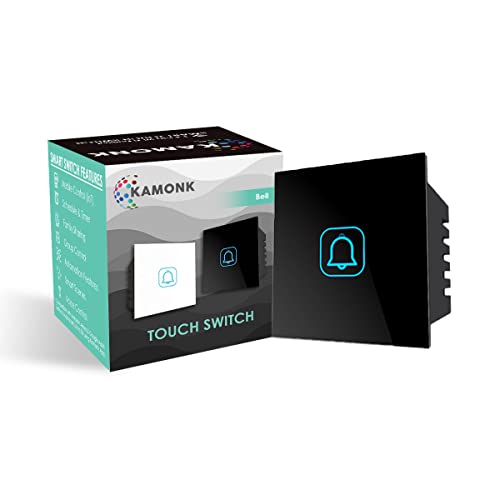 Image of Kamonk NON Smart Touch Bell Modular Switch | Elegant Touch Switches for Home and Office | Easy Installation and Reliable Performance for Modern Spaces (Black)