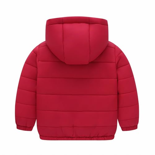 EnJoCho Boys Girls Middle Kids Hooded With Pockets Solid Color Short Cotton Jacket Ski Jacket Girls (Red, 9-10 Years)2