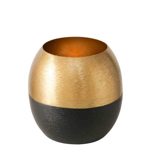 Boltze Teelichthalter Anelo (Leuchter in Schwarz & Gold, Lackierter Eisen,...