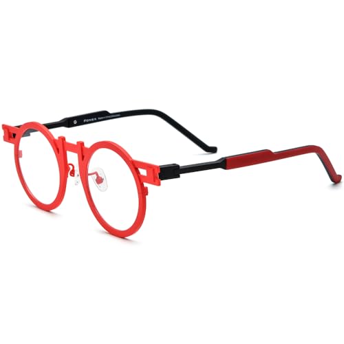 Image of FONEX Colorful Pure Titanium Glasses Frame Women Retro Round Eyeglasses Eyewear F85833