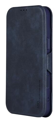 Image of BOUNCEBACK Vegan Leather Magnectic Closure Flip Flap Wallet Back Case Cover for iPhone 16 Plus - Blue