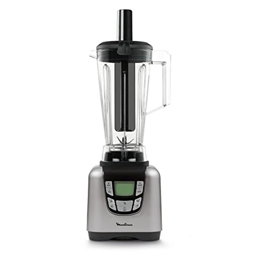 Moulinex UltraBlend LM935E10 Batidora de vaso de 1500 W y 6 programas automáticos, 6 cuchillas acero inoxidable, pantalla digital intuitiva, vaso de Tritan ultra resistente y ligero, incluye espátula