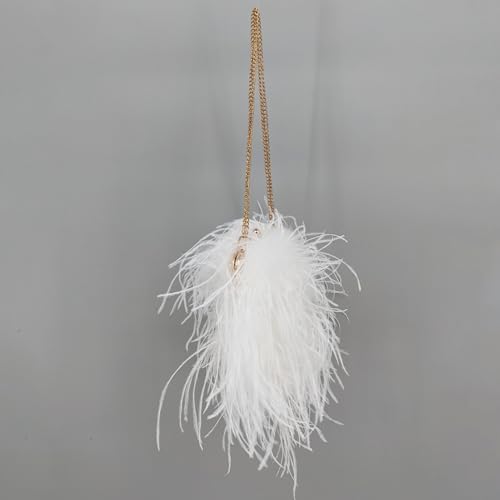 LVCOMEFF Natural Ostrich Feather Purse Premium Handbag Furry Holiday Party Wedding3