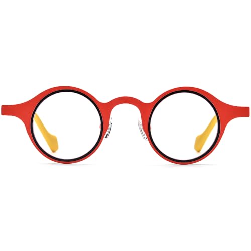 Image of FONEX Colorful Pure Titanium Glasses Frame Women Retro Round Eyeglasses