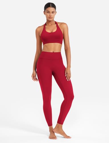 Image of YEOREO CoreFlex Women Halter Sports Bra Workout Seamless Padded Basic Bra Open Back Yoga Gym Crop Top