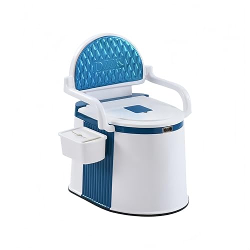 MORLU ポータブルトイレ、洗浄可能なバスケットとトイレットペーパーホルダー付きリムーバブル小便器、この部屋はしゃがみ式トイレとしても使える、屋外屋内可動式トイレ、妊娠中の女性、高齢者、身体障害者、キャンプに適しています (ブルー)