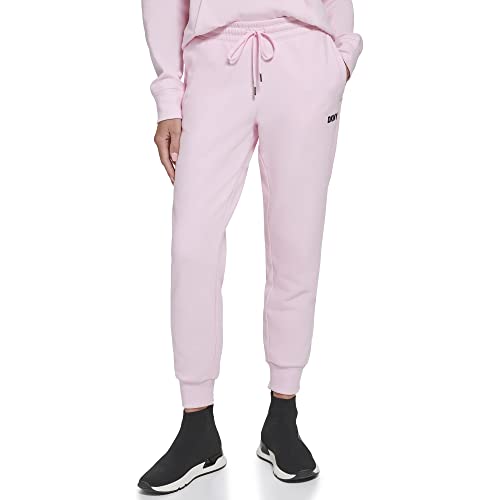 DKNY Damskie sportowe polarowe spodnie dresowe z metalicznym paskiem, Różowa dama, L