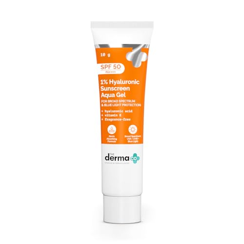 Image of The Derma Co. 1% Hyaluronic Sunscreen SPF 50 Aqua Gel, PA++++, Lightweight, No white-cast for Broad Spectrum & Blue Light Protection for Oily, Dry, Acne-prone Skin - 10 g