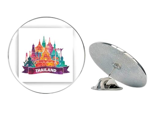 Thailand Skyline Round Metal 0.75