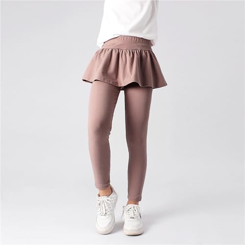 Kids Girls Solid Color Leggings with Skirt Ruffle Skirt Warm Tutu Leggings Pants for Gymnastic Ballet3