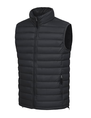 Men's Lightweight Packable Puffer Vest Outerwear Insulated Winter Sleeveless Jacket for Hiking Running Travel