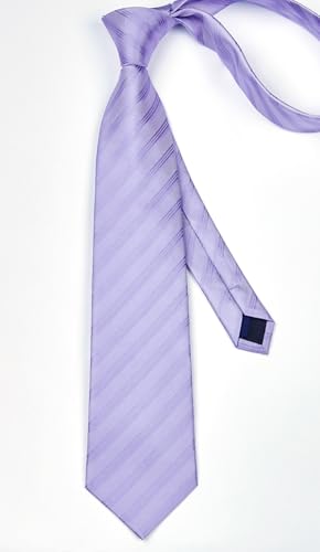 Image of Enlision Mens Ties Stripe Tie and Pocket Square Set Classic Formal Woven Neckties Handkerchief Cufflinks Wedding