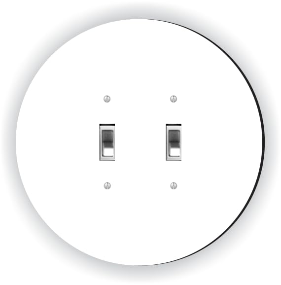 Island Gifting - Solid White Design - Round Double Toggle Light Switch Plate Covers, Decorative Wall Plate, Modern Electrical Switch Cover