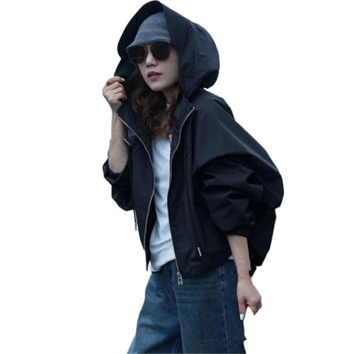 HSQIBAOER Women's Casual Jackets Hooded Spring Autumn Sport Windbreaker Active