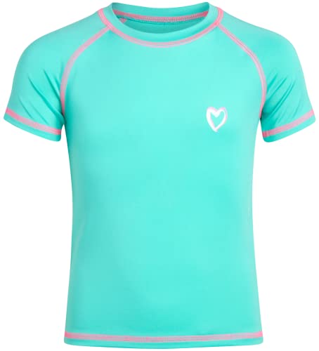 Image of Pink Platinum Girls Rash Guard Shirt - 2 Pack UPF50+ Sun Protection Quick-Dry Swim Shirt Short Sleeve Rash Guard for Girls