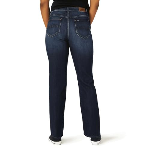 Lee Women's 5-Pocket Midrise Straight Leg Premium Denim Jean (US, Numeric, 20, Regular, Petite, Dark Wash)3