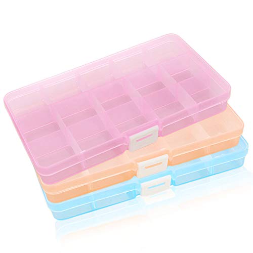 Gresunny 5pcs Fächer Aufbewahrungsbox Plastik Aufbewahrungsboxen Einstellbar Schmuckkasten Sortimentskasten mit 10/15… – Bild 2