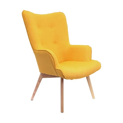 HOME DECO FACTORY - HD3614, Fauteuil Moderne en Bois et métal, Tissu Jaune, Design Confortable pour Votre intérieur, Dimensions 91 x 69 x 80 cm, Conçu pour...