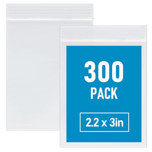 300 PCS Small Plastic Bags 2.2 x 3 Inch Small Bags Transparent Jewelry Bag Reclosable Clear Mini Baggies Resealable Poly Bag for Pill Beads Screws Packaging