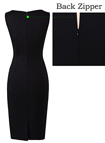 Vfshow E671NEW Womens Black Floral Print Summer Elegant Slim Zipper Up Work Business Office Party Bodycon Pencil Sheath Dress 5366 Blk S thumb #4